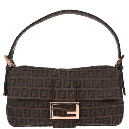 Fendi Brown Canvas Zucchino Baguette Handbag