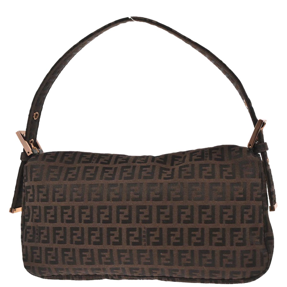 Fendi Brown Canvas Zucchino Baguette Handbag