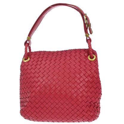 Bottega Veneta Red Lambskin Intrecciato Handbag