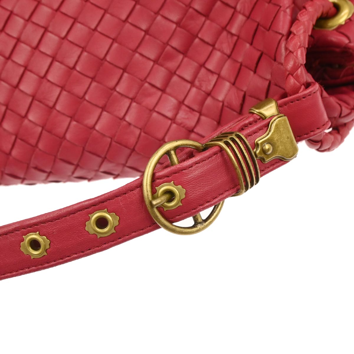 Bottega Veneta Red Lambskin Intrecciato Handbag