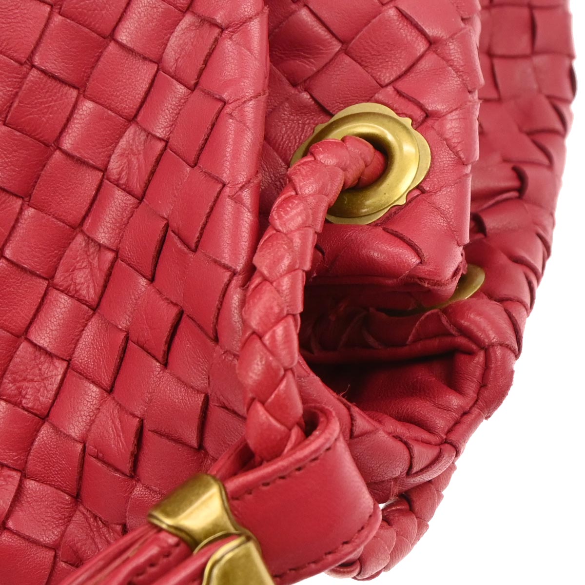 Bottega Veneta Red Lambskin Intrecciato Handbag