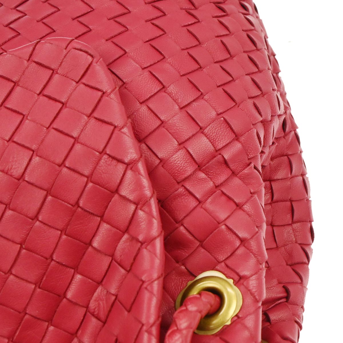 Bottega Veneta Red Lambskin Intrecciato Handbag