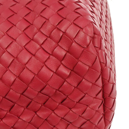 Bottega Veneta Red Lambskin Intrecciato Handbag