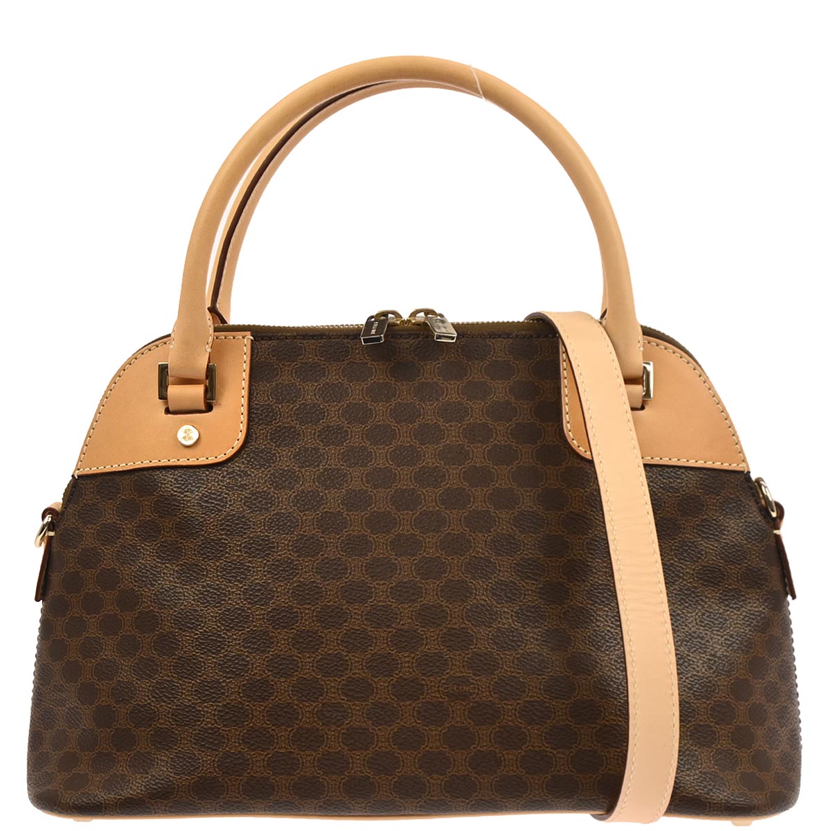 Celine * Brown Macadam 2way Shoulder Handbag