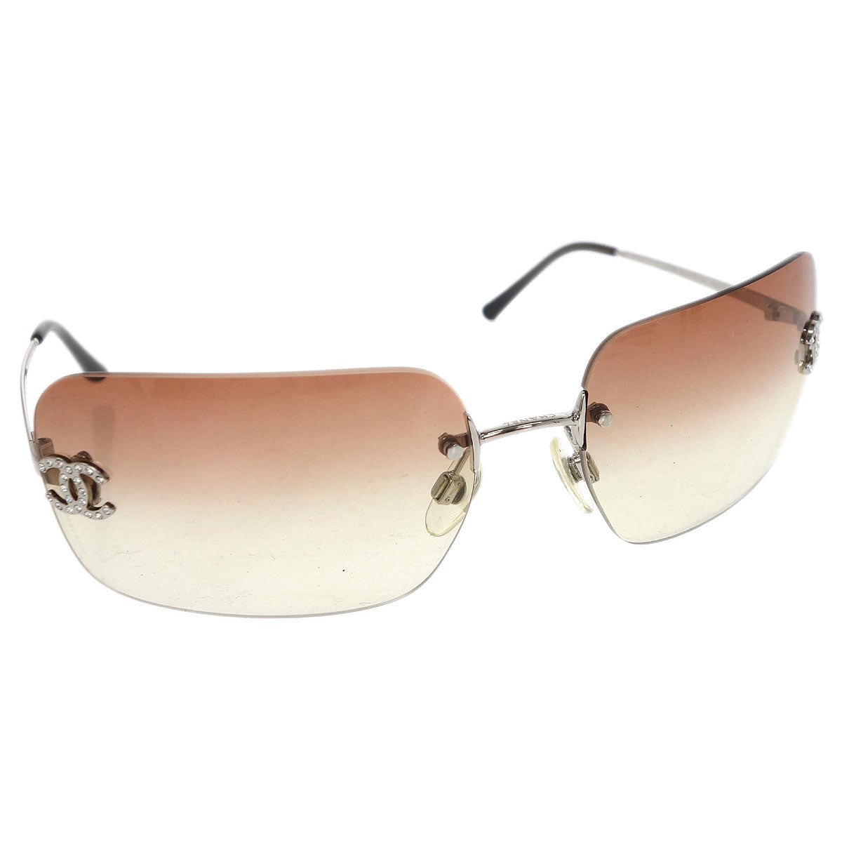 Chanel Sunglasses Eyewear Brown Rhinestone Small Good