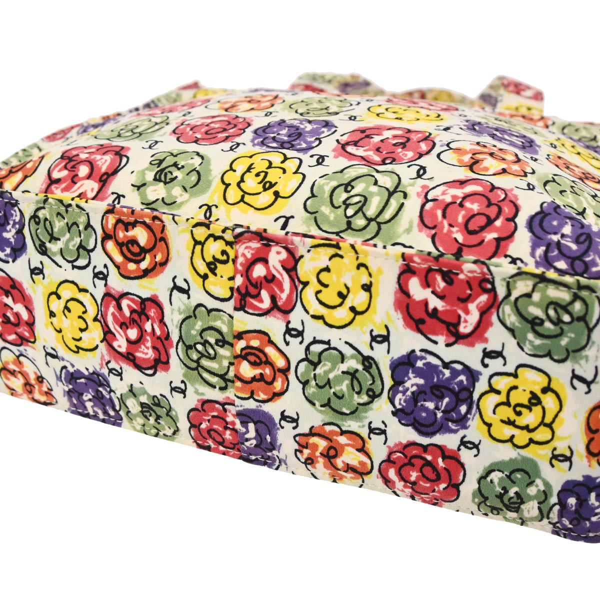 Chanel 1997-1999 White Canvas Flower Tote Handbag