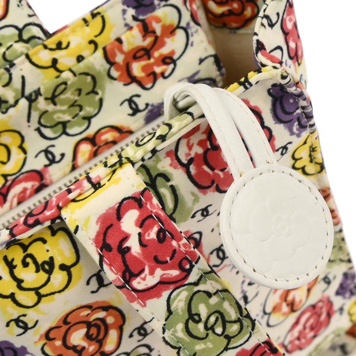 Chanel 1997-1999 White Canvas Flower Tote Handbag