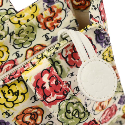 Chanel 1997-1999 White Canvas Flower Tote Handbag