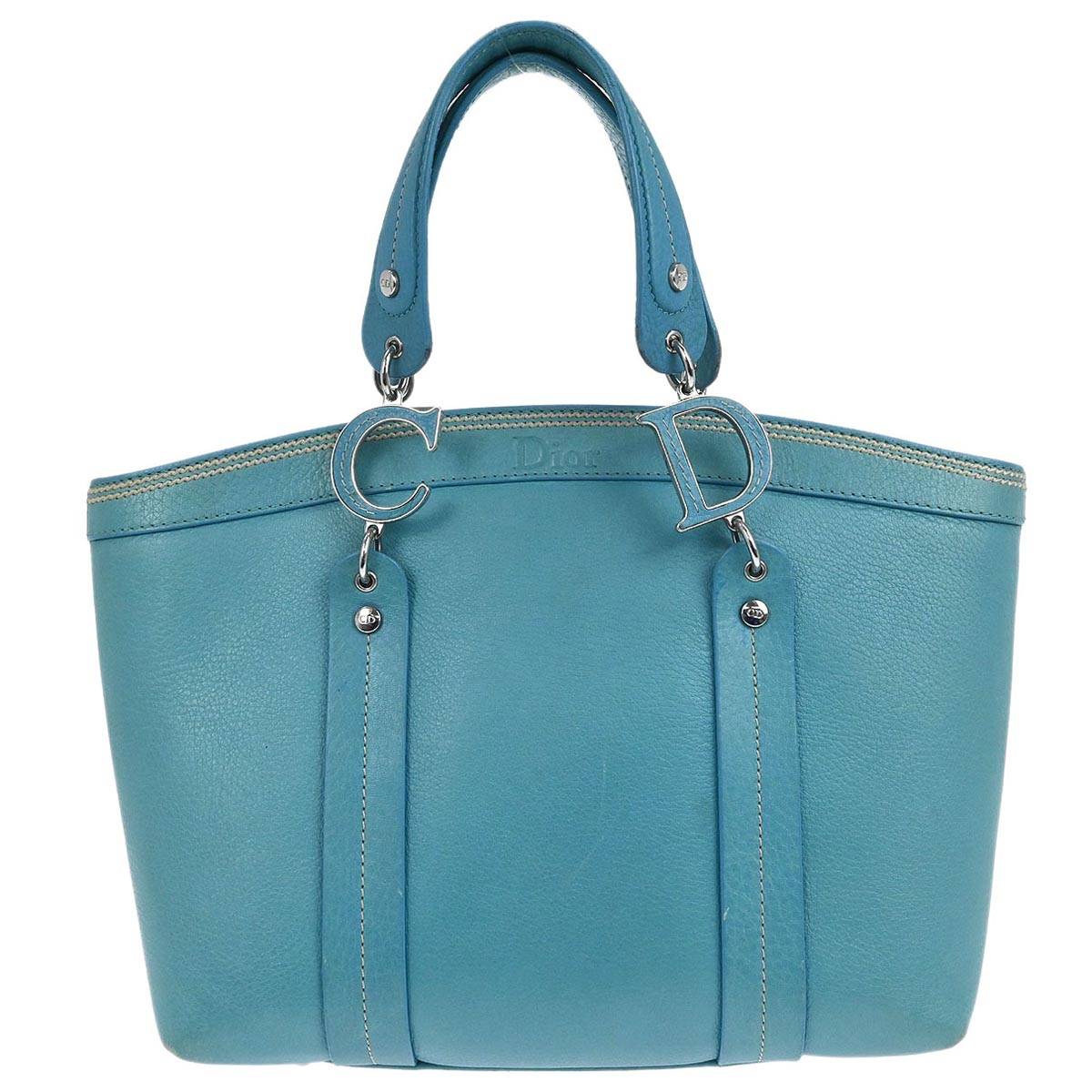 Christian Dior Turquoise Blue Leather Handbag