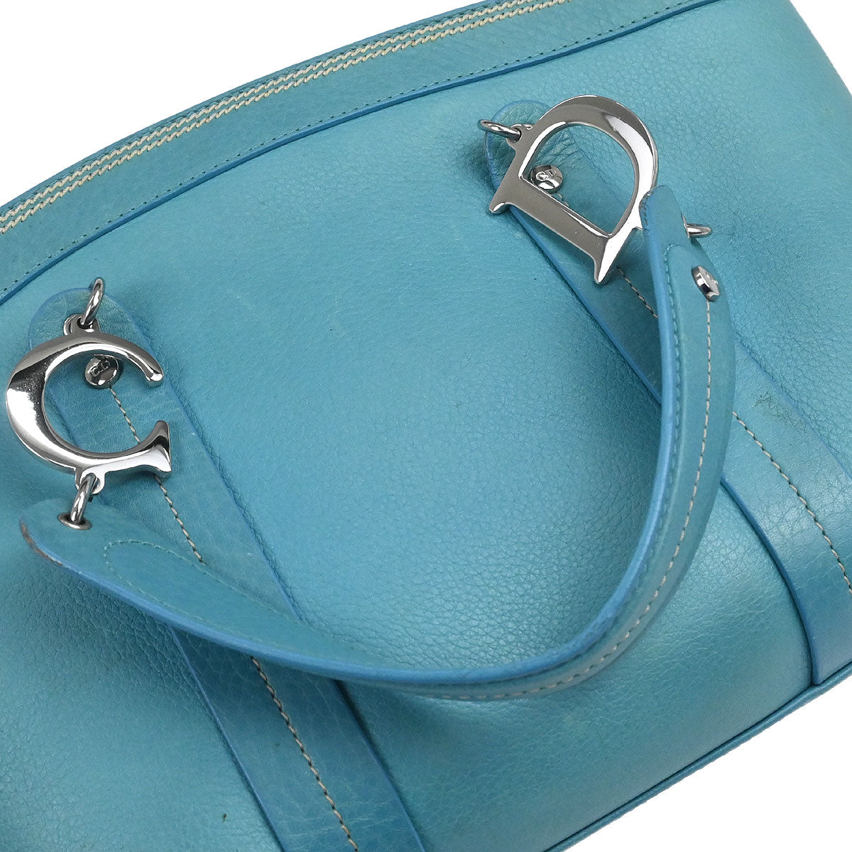 Christian Dior Turquoise Blue Leather Handbag