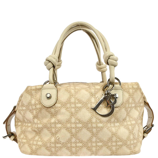 Christian Dior Beige Canvas Cannage Handbag