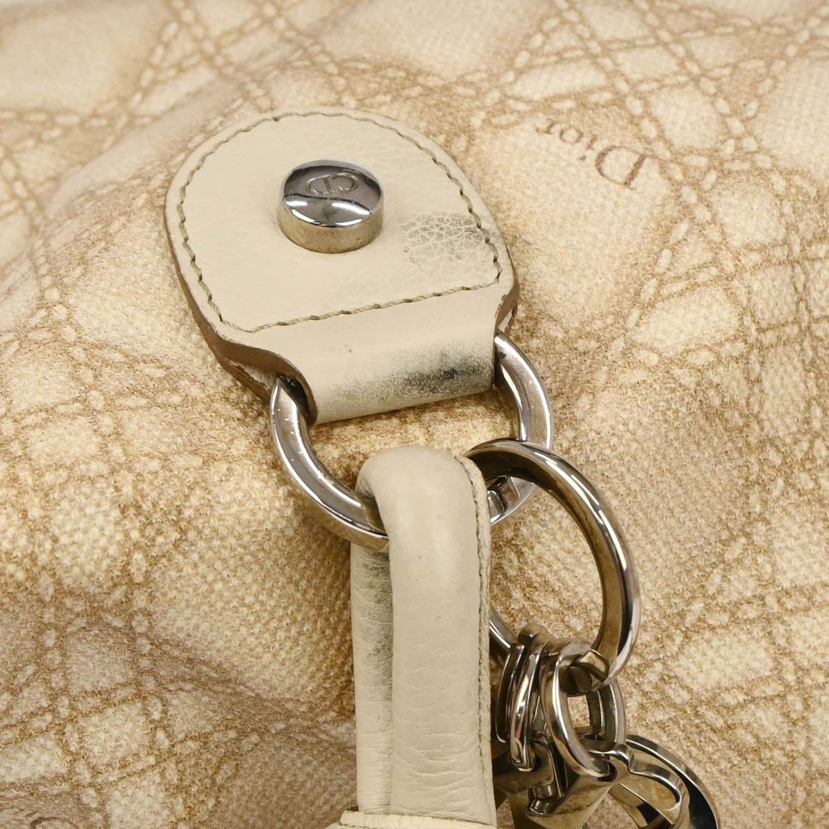 Christian Dior Beige Canvas Cannage Handbag