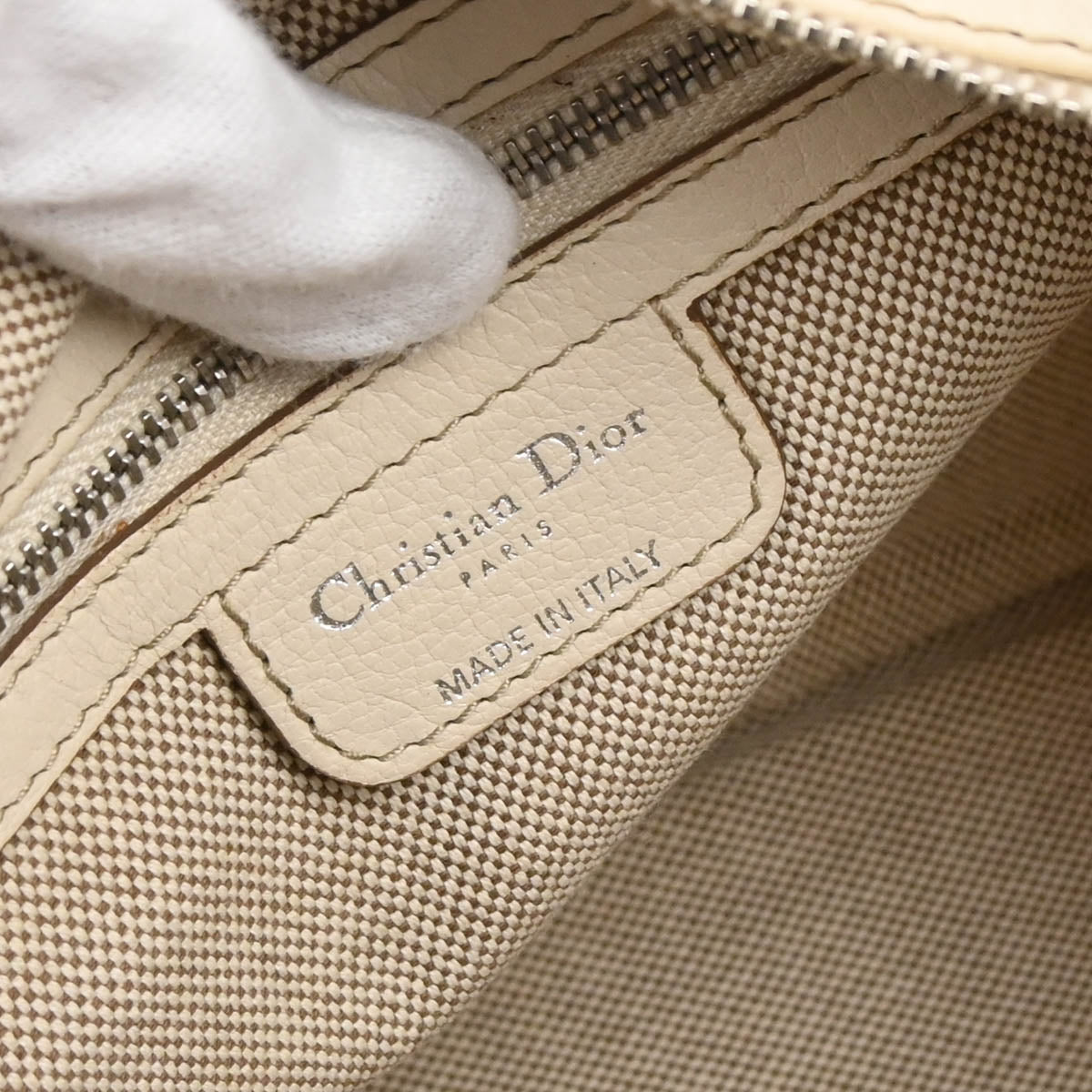 Christian Dior Beige Canvas Cannage Handbag