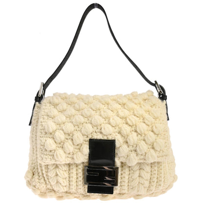 Fendi White Wool Mamma Baguette Handbag