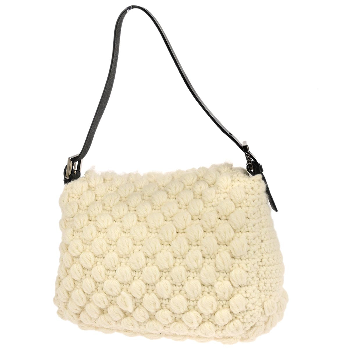 Fendi White Wool Mamma Baguette Handbag