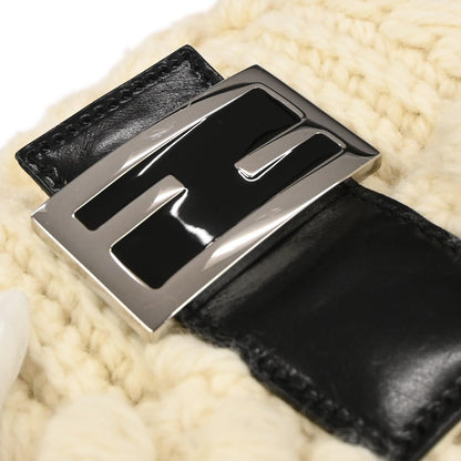 Fendi White Wool Mamma Baguette Handbag