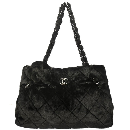 Chanel 2009-2010 Black Faux Fur Tote Handbag