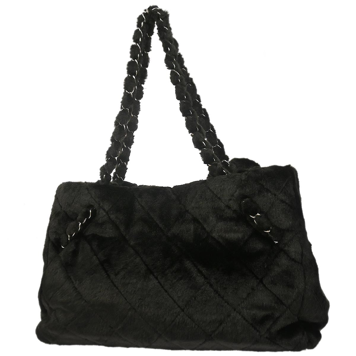 Chanel 2009-2010 Black Faux Fur Tote Handbag