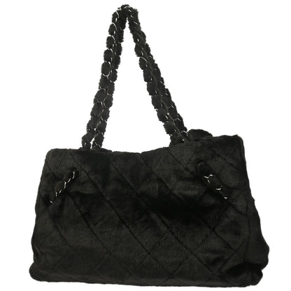 Chanel 2009-2010 Black Faux Fur Tote Handbag