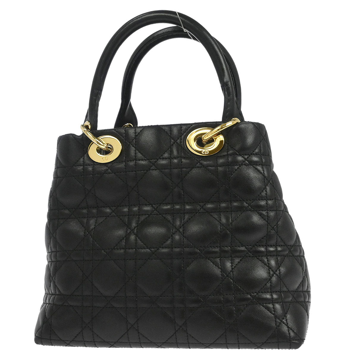 Christian Dior Black Lambskin Lady Dior Cannage Tote Handbag