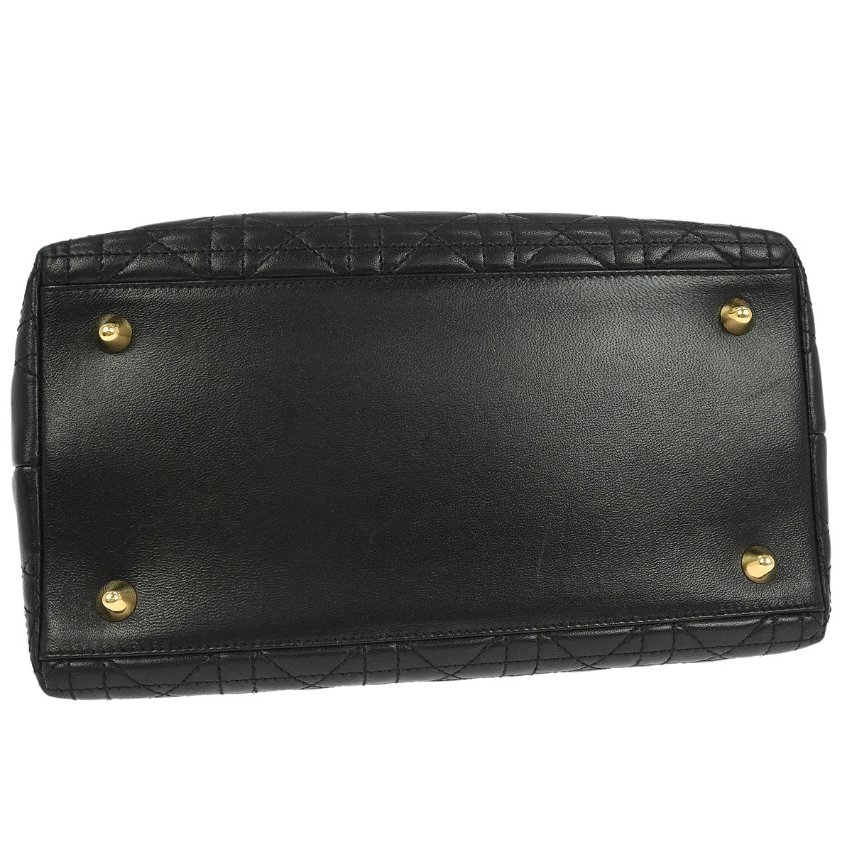 Christian Dior Black Lambskin Lady Dior Cannage Tote Handbag