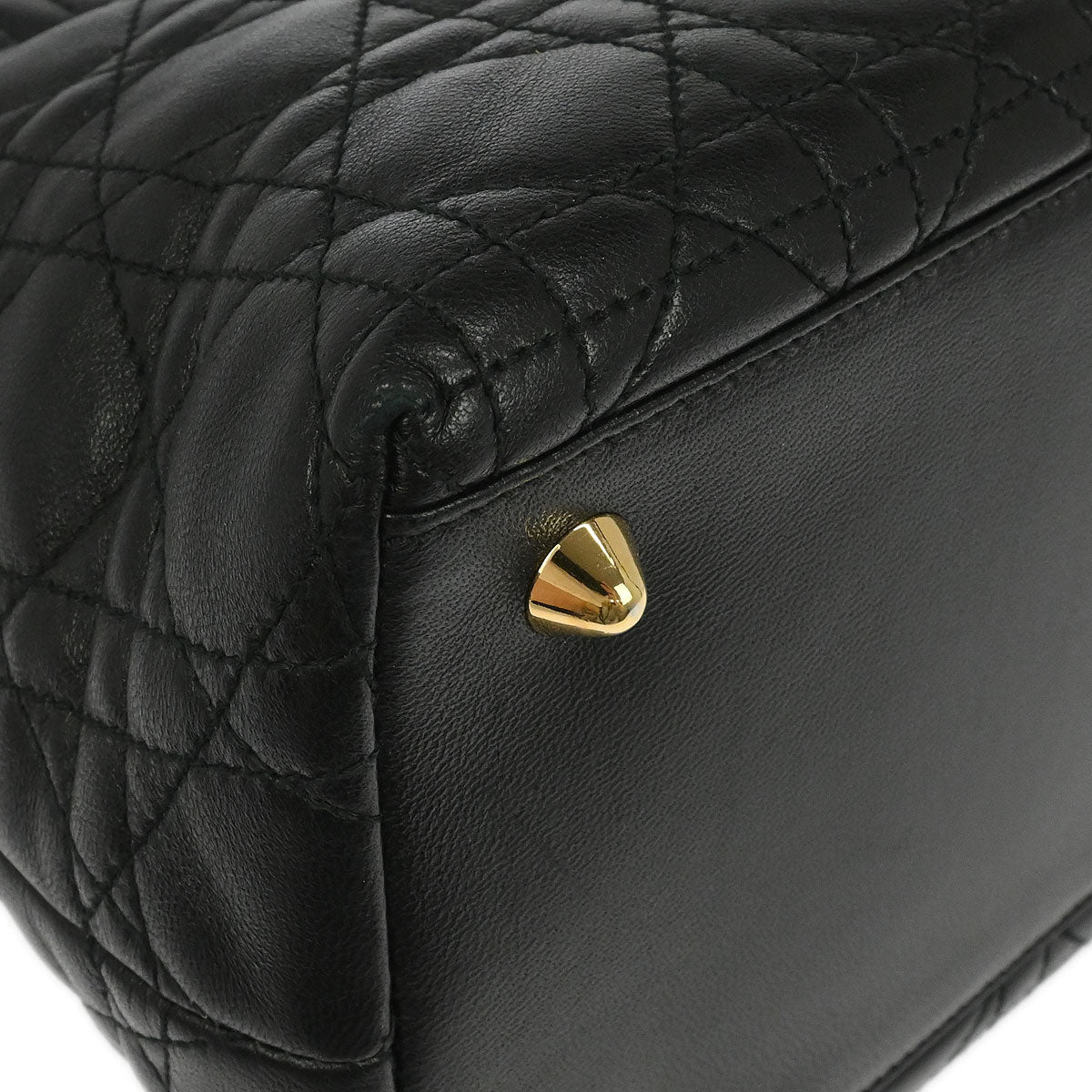 Christian Dior Black Lambskin Lady Dior Cannage Tote Handbag