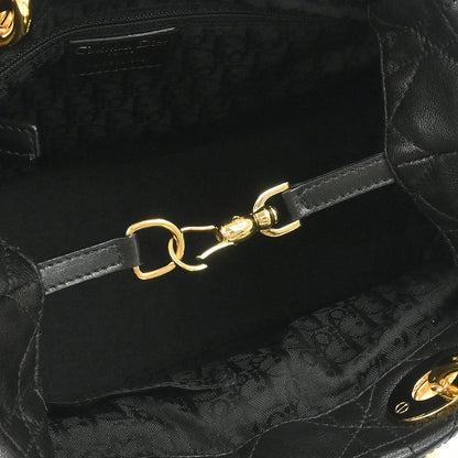 Christian Dior Black Lambskin Lady Dior Cannage Tote Handbag