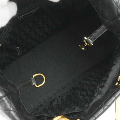 Christian Dior Black Lambskin Lady Dior Cannage Tote Handbag