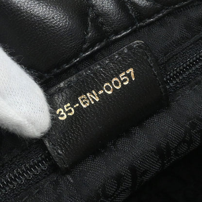 Christian Dior Black Lambskin Lady Dior Cannage Tote Handbag