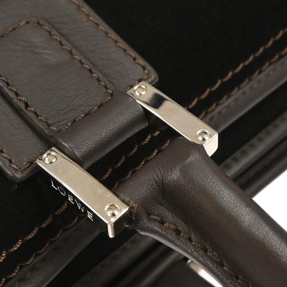 Loewe Black Suede Briefcase 2way Shoulder Handbag