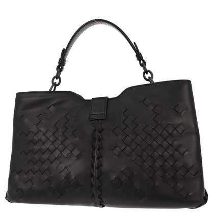 Bottega Veneta Black Leather Intrecciato Napoli Handbag