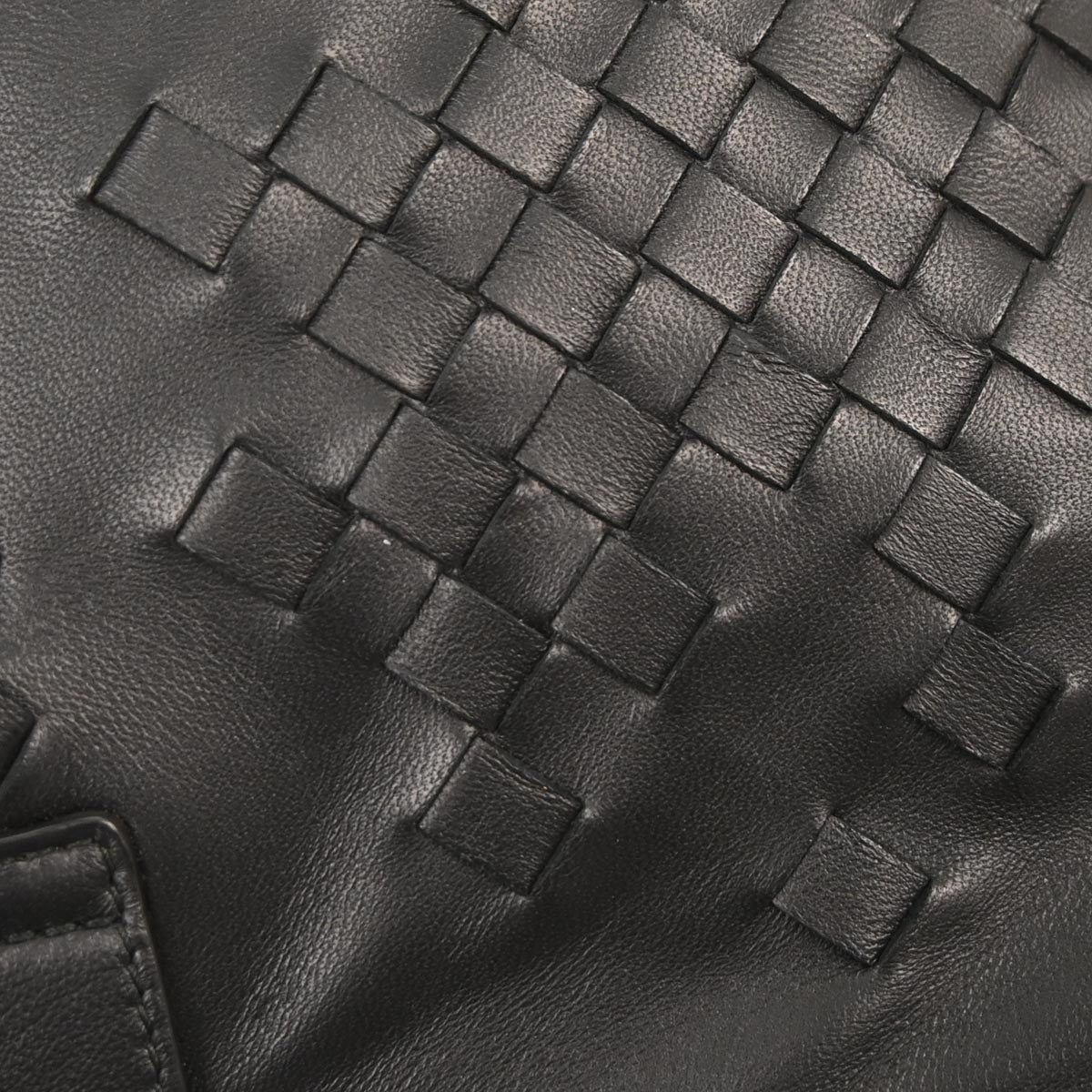 Bottega Veneta Black Leather Intrecciato Napoli Handbag