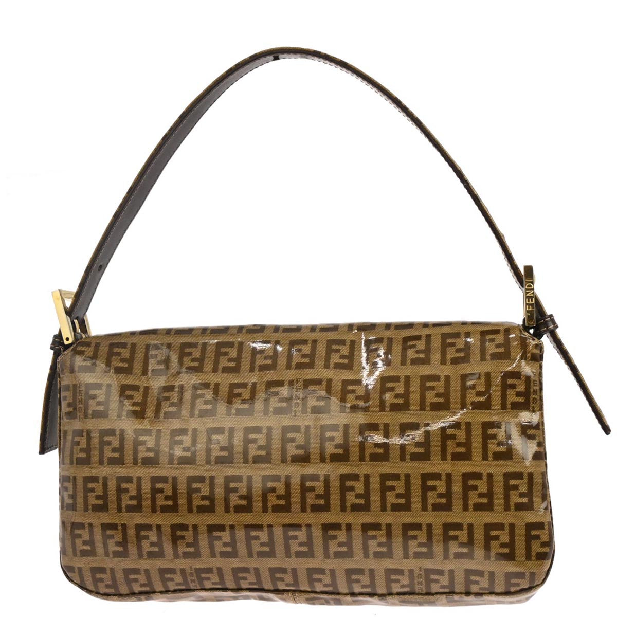 Fendi Brown PVC Zucchino Baguette Handbag