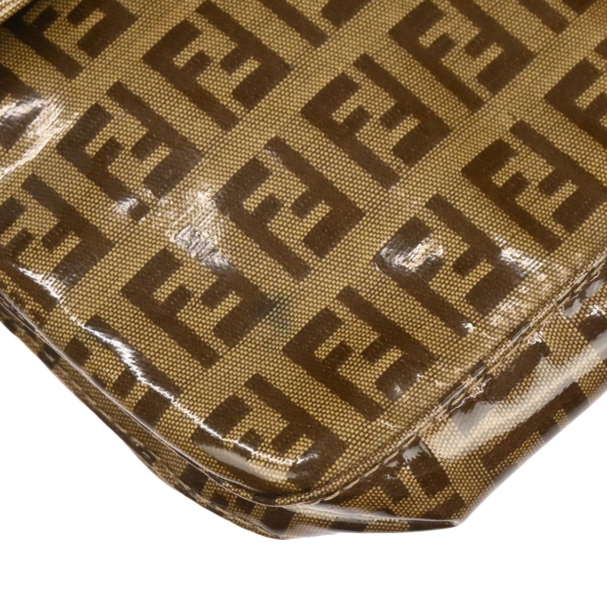 Fendi Brown PVC Zucchino Baguette Handbag