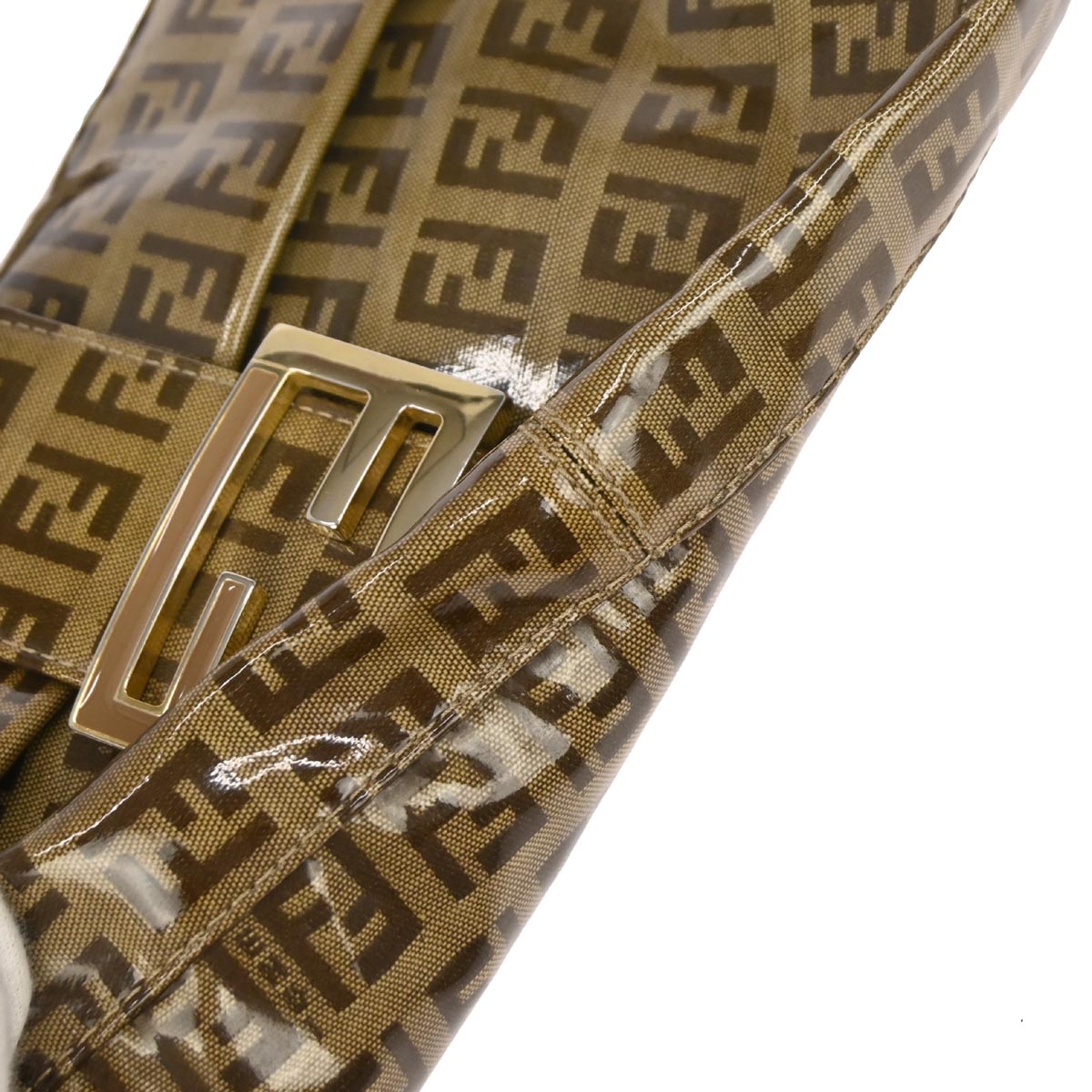 Fendi Brown PVC Zucchino Baguette Handbag