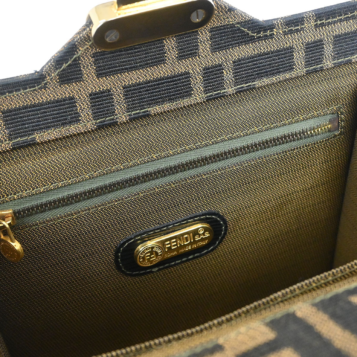 Fendi Brown Canvas Zucca 2way Shoulder Handbag