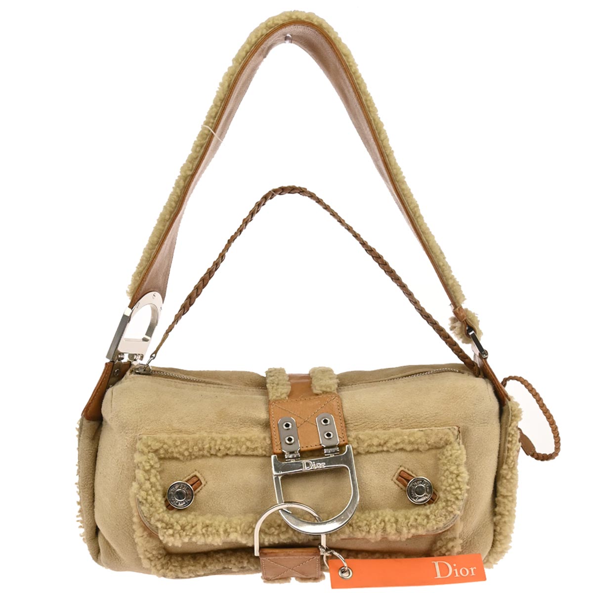 Christian Dior Beige Mouton Flight Handbag