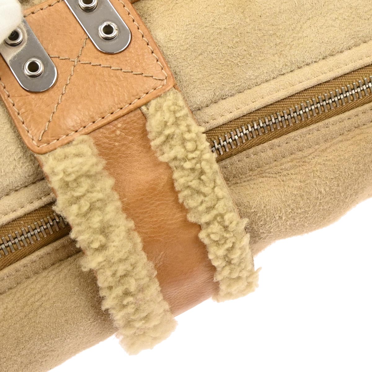 Christian Dior Beige Mouton Flight Handbag