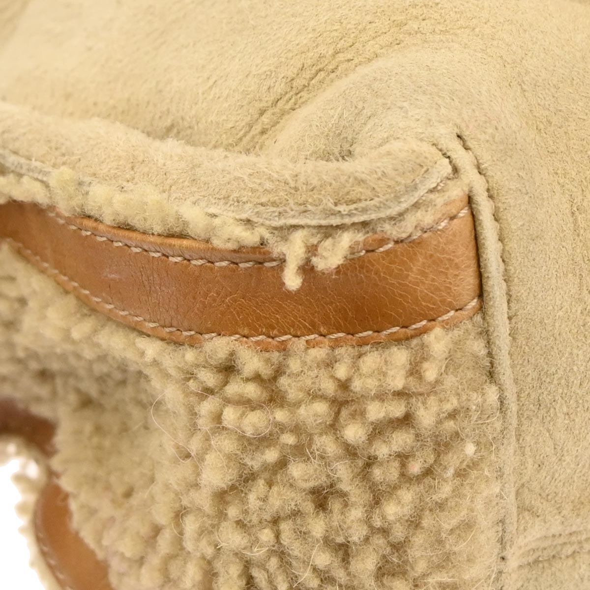 Christian Dior Beige Mouton Flight Handbag