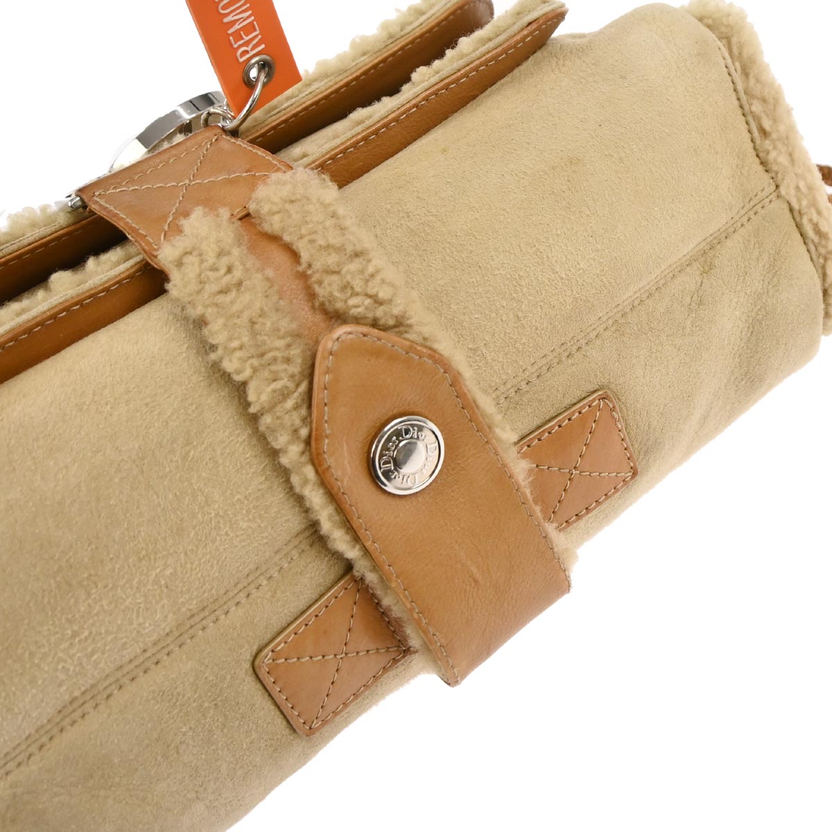 Christian Dior Beige Mouton Flight Handbag