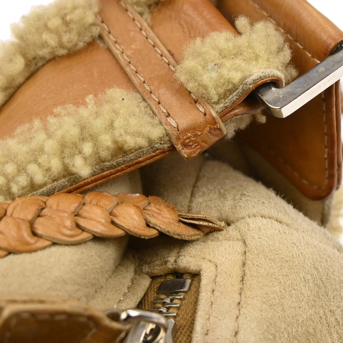 Christian Dior Beige Mouton Flight Handbag