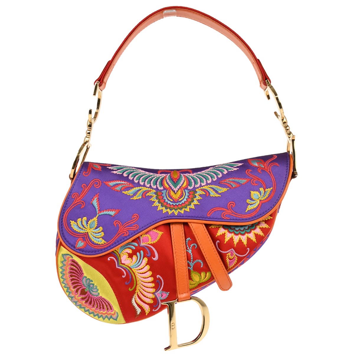 Christian Dior Red Satin Saddle Handbag