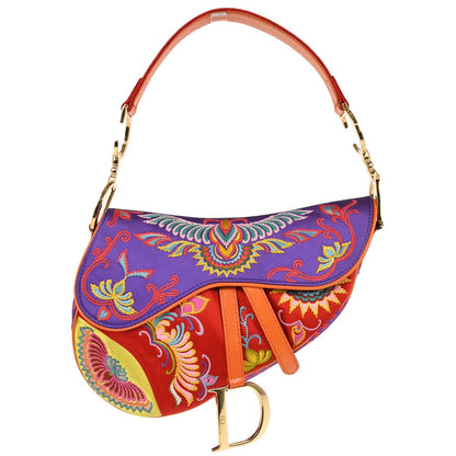 Christian Dior Red Satin Saddle Handbag
