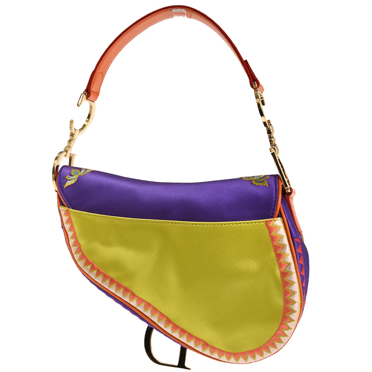 Christian Dior Red Satin Saddle Handbag