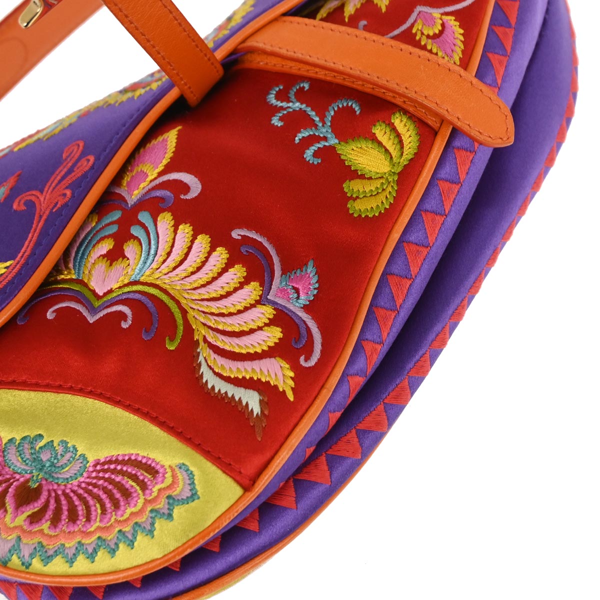 Christian Dior Red Satin Saddle Handbag