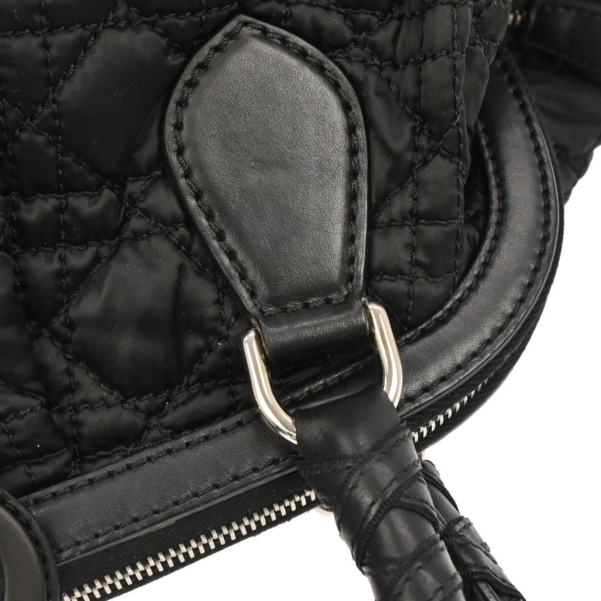 Christian Dior Black Nylon Cannage Doctor Bag Handbag