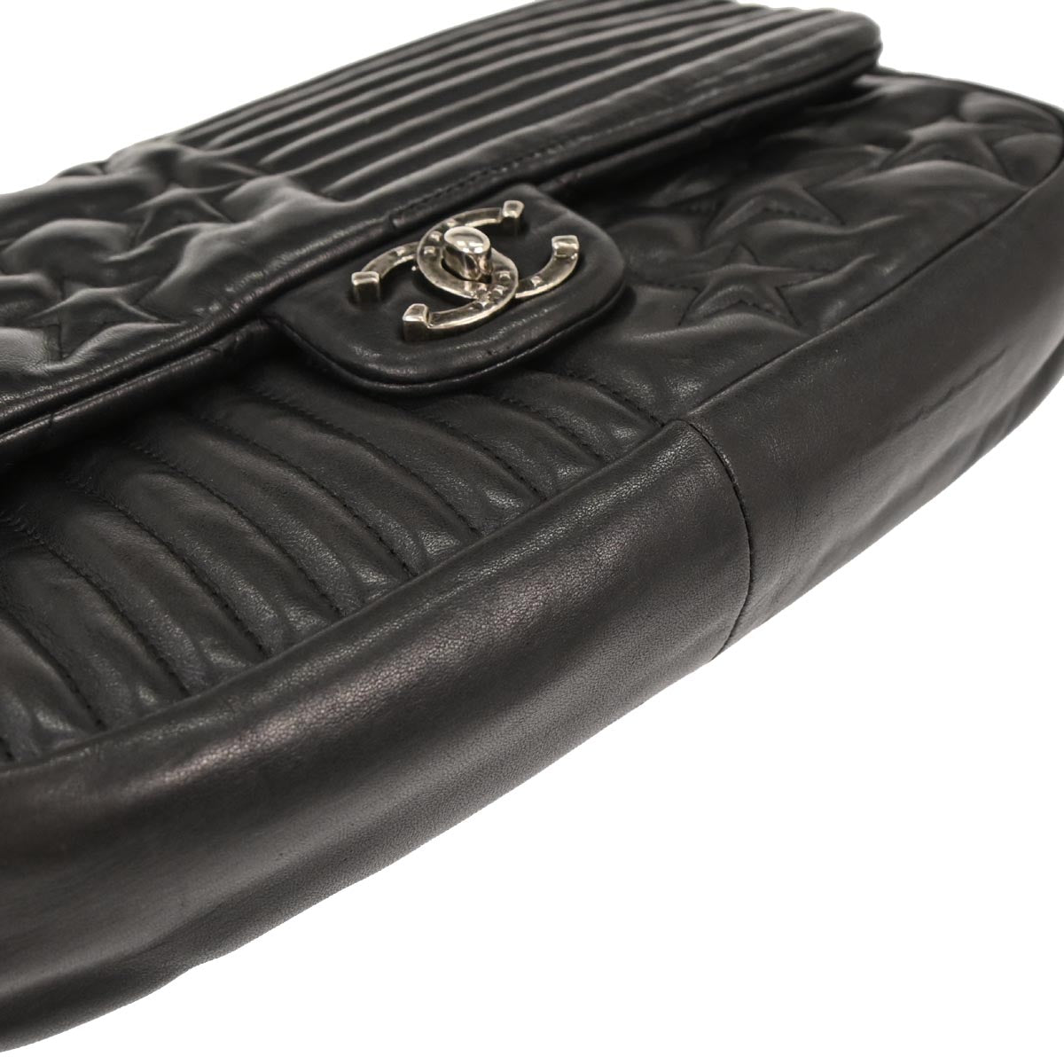 Chanel 2014 Black Lambskin Paris Dallas Stars and Stripes Flap Bag Shoulder Bag