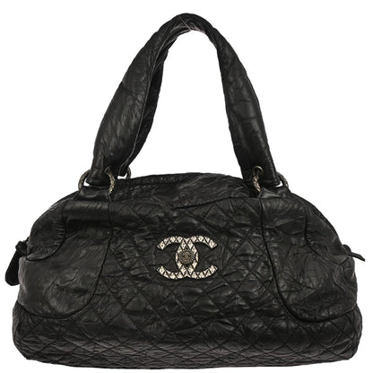 Chanel 2009-2010 Black Calfskin Coco Rider Bowling Bag Handbag