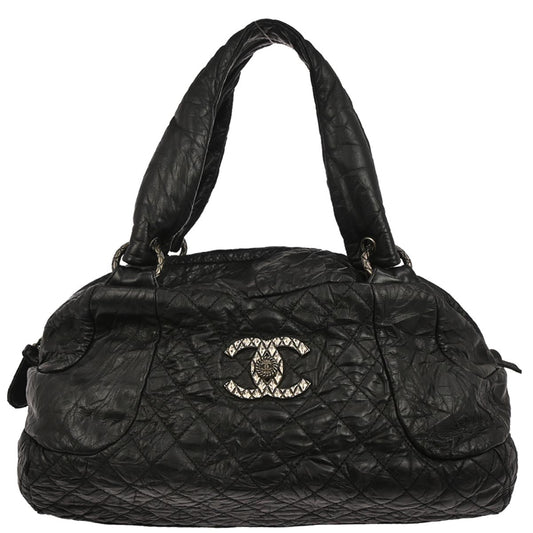 Chanel 2009-2010 Black Calfskin Coco Rider Bowling Bag Handbag