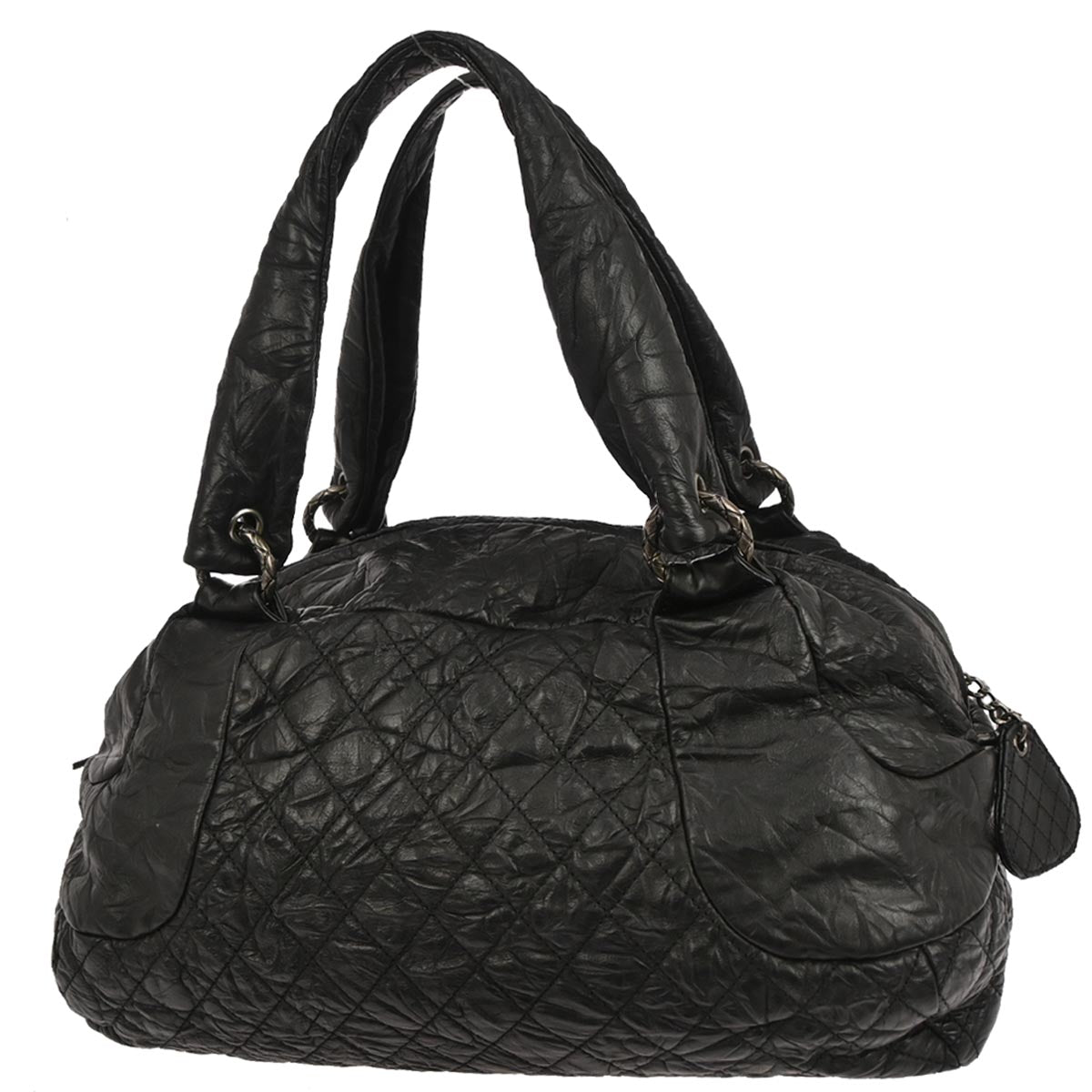 Chanel 2009-2010 Black Calfskin Coco Rider Bowling Bag Handbag
